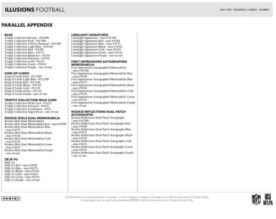 2021 Panini Illusions Football Hobby Trading Cards