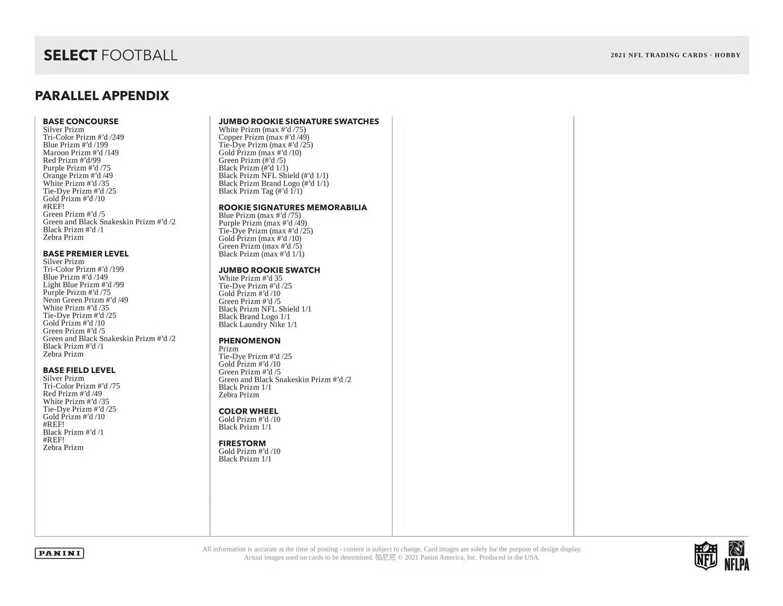 2021 Panini Select Football Hobby Trading Cards