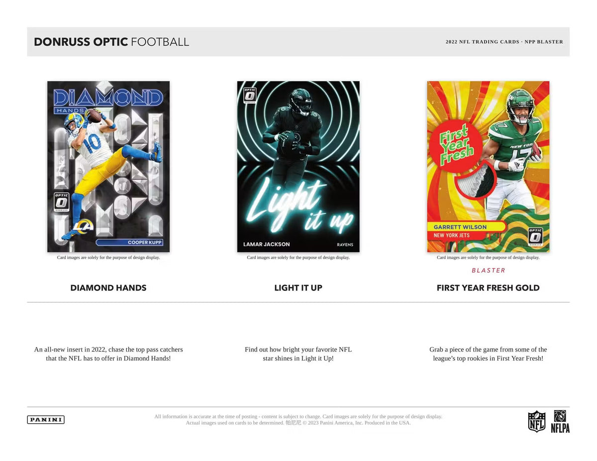 2022 Panini Donruss Optic Football Blaster Purple Shock Parallels Trading Cards