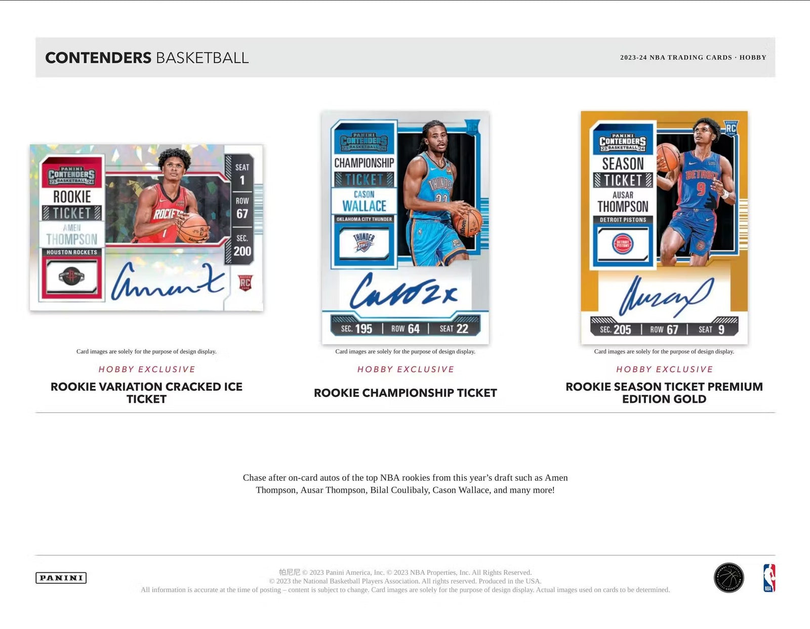 2023-24 Panini Contenders Basketball Hobby Trading Cards