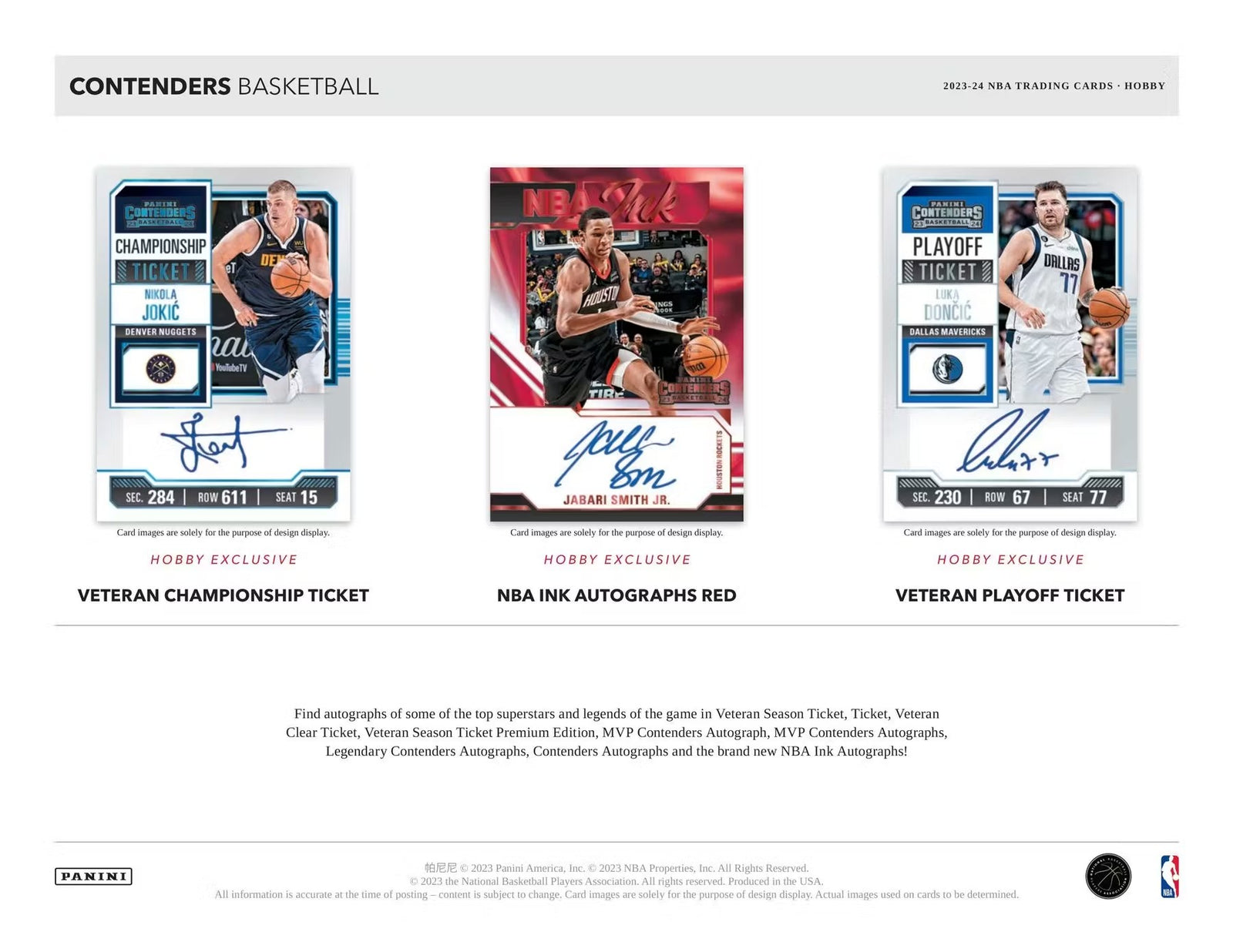2023-24 Panini Contenders Basketball Hobby Trading Cards