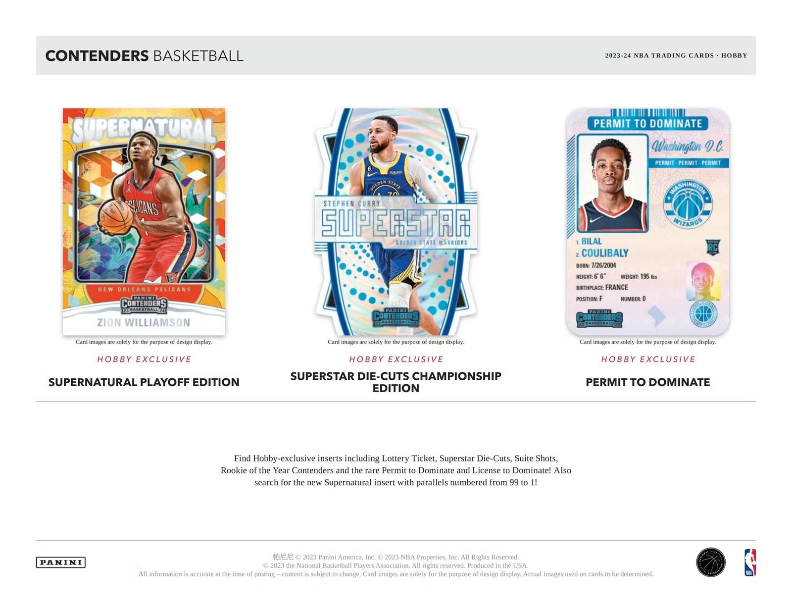 2023-24 Panini Contenders Basketball Hobby Trading Cards