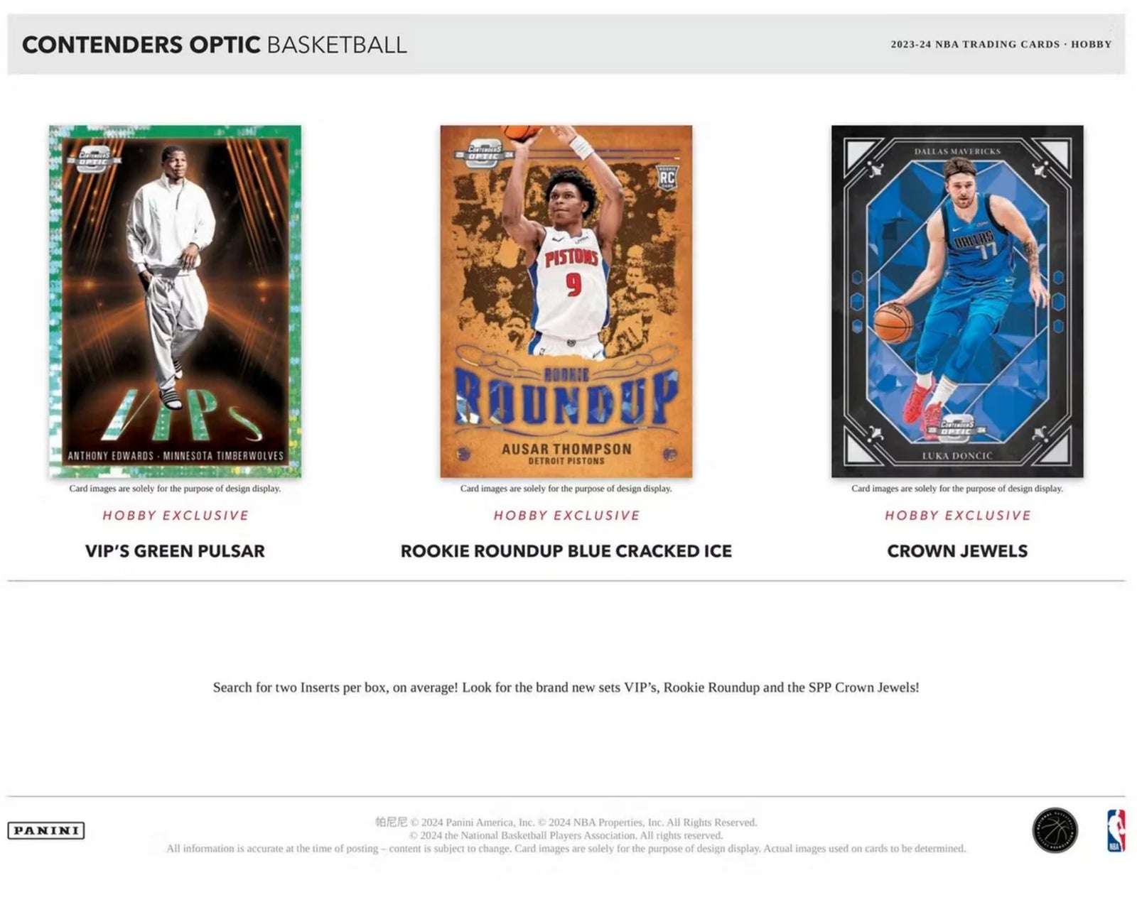 2023-24 Panini Contenders Optic Basketball Hobby Trading Cards