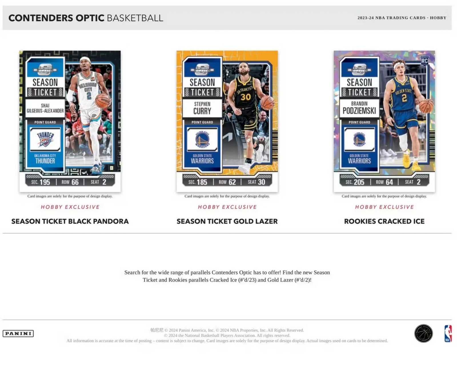 2023-24 Panini Contenders Optic Basketball Hobby Trading Cards