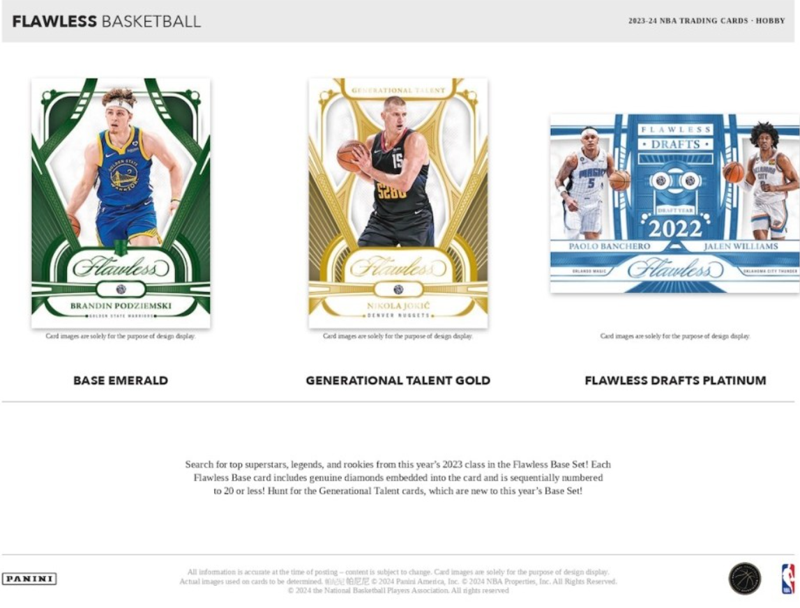 2023-24 Panini Flawless Basketball Hobby Trading Cards