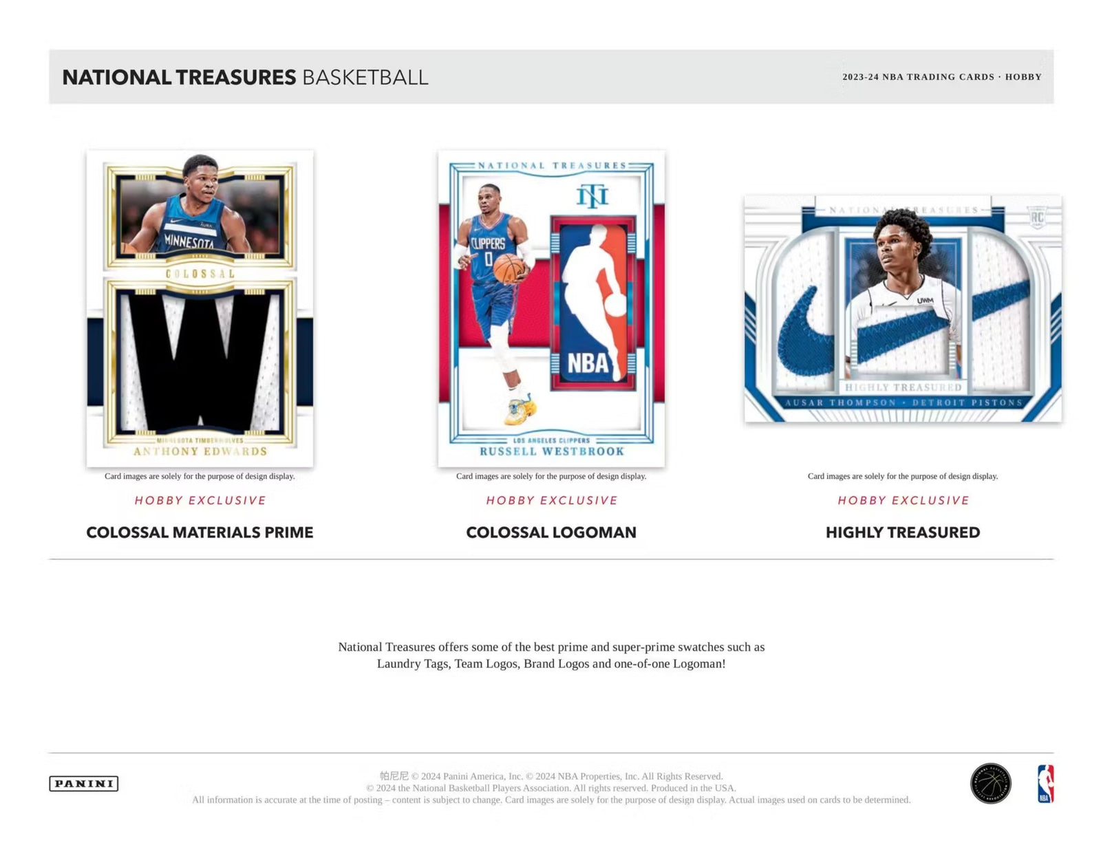 2023-24 Panini National Treasures Basketball Hobby Trading Cards
