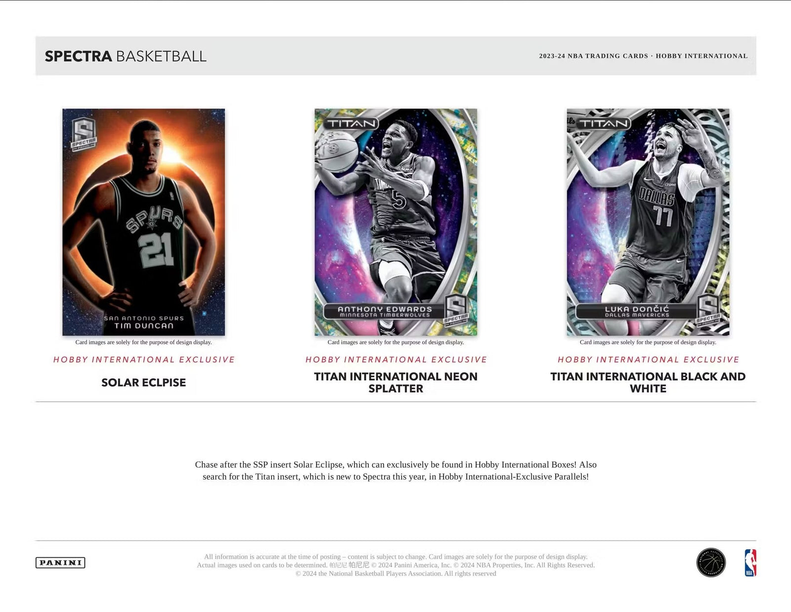 2023-24 Panini Spectra Basketball International Hobby Trading Cards