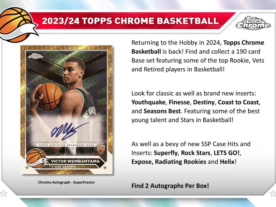 2023-24 Topps Chrome Basketball Hobby Trading Cards