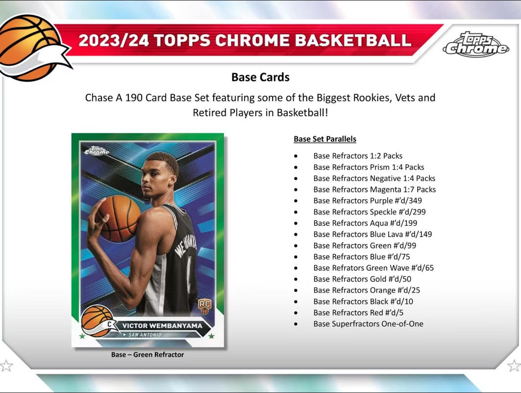 2023-24 Topps Chrome Basketball Hobby Trading Cards