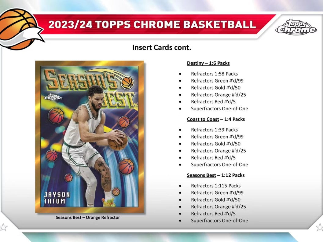 2023-24 Topps Chrome Basketball Hobby Trading Cards