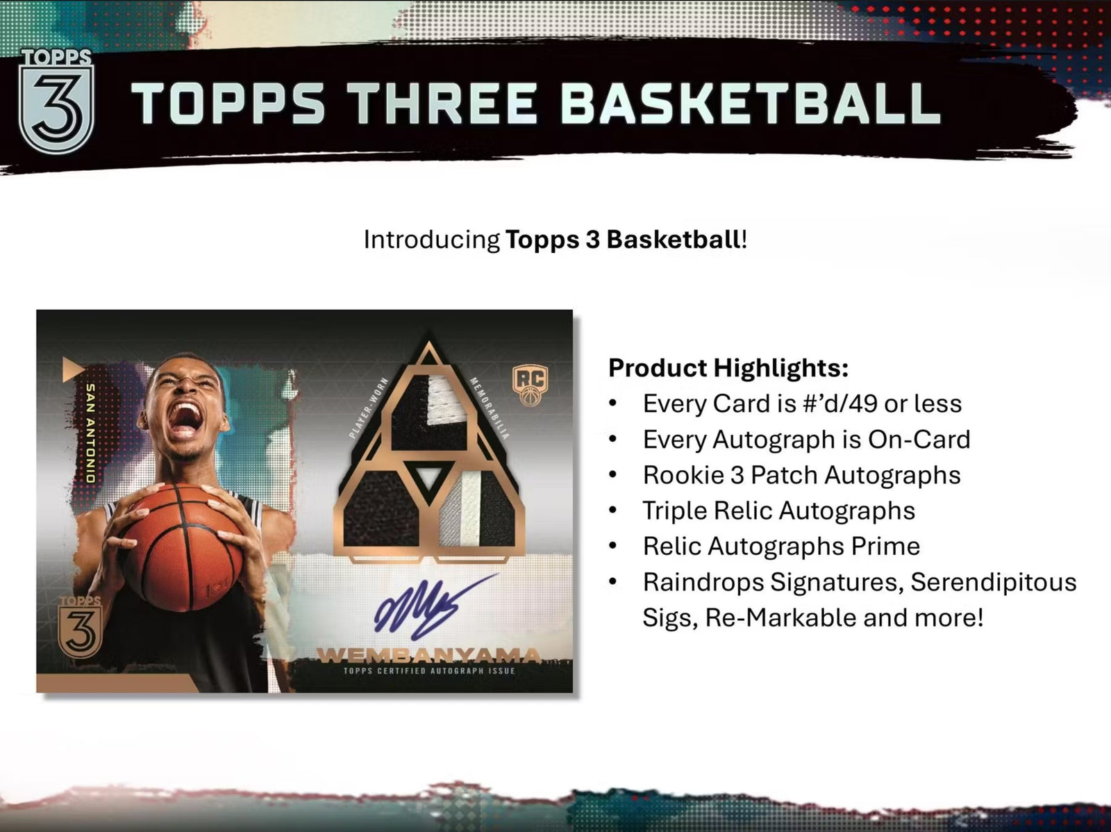 2023-24 Topps Three Basketball Hobby Trading Cards