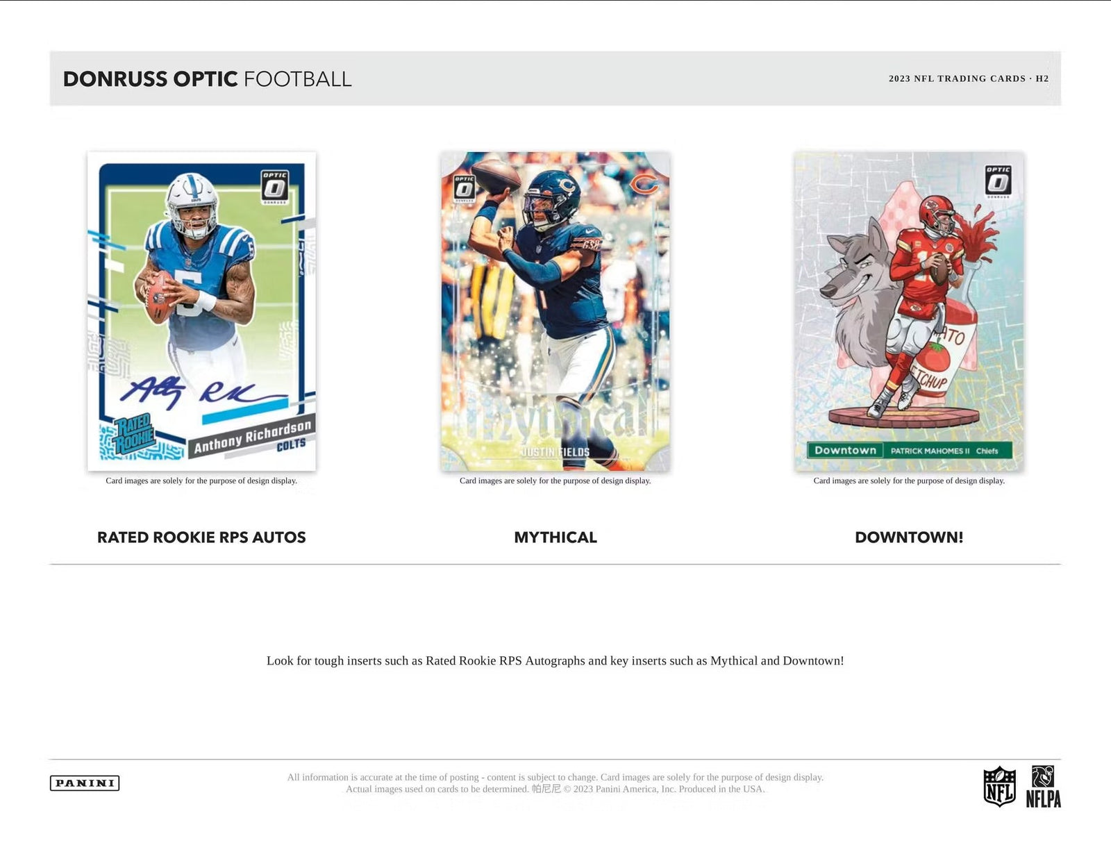 2023 Panini Donruss Optic Football H2 Trading Cards