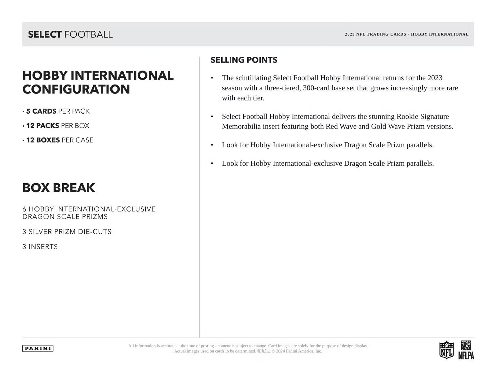 2023 Panini Select Football International Hobby Trading Cards