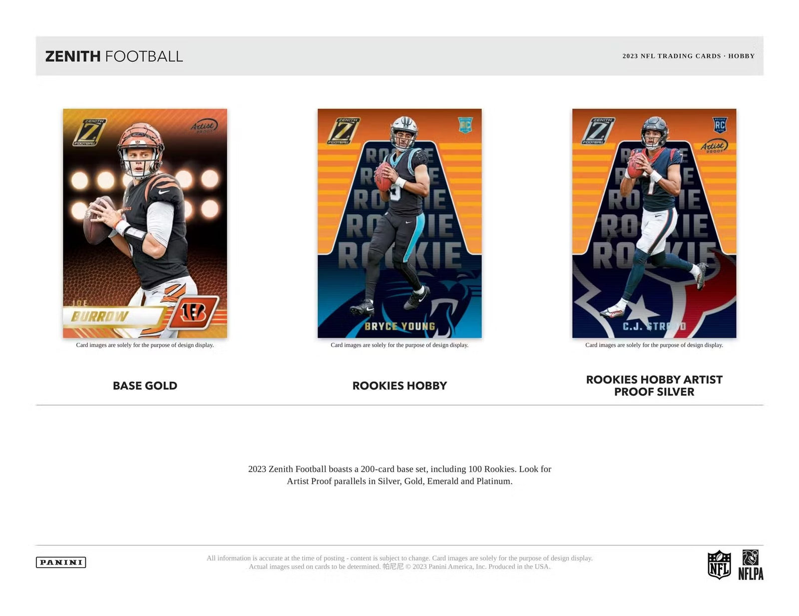 2023 Panini Zenith Football FOTL Trading Cards