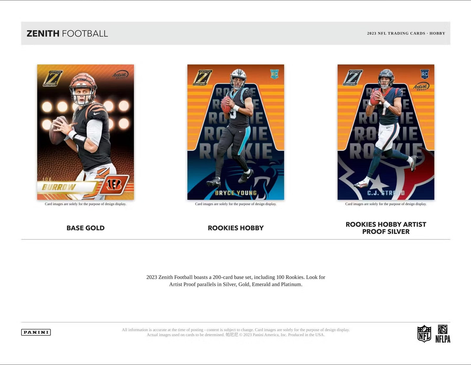 2023 Panini Zenith Football Hobby Trading Cards