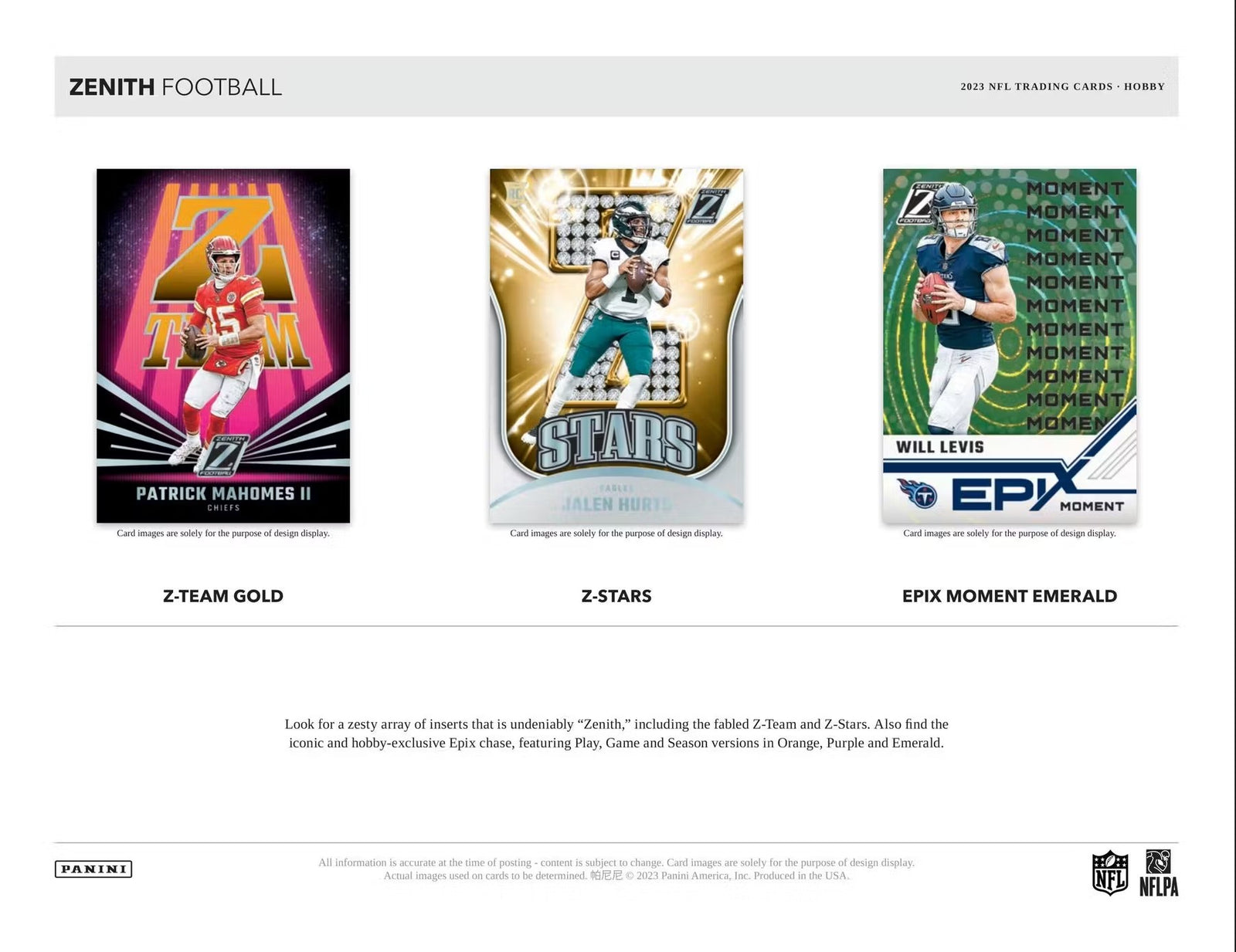 2023 Panini Zenith Football Hobby Trading Cards