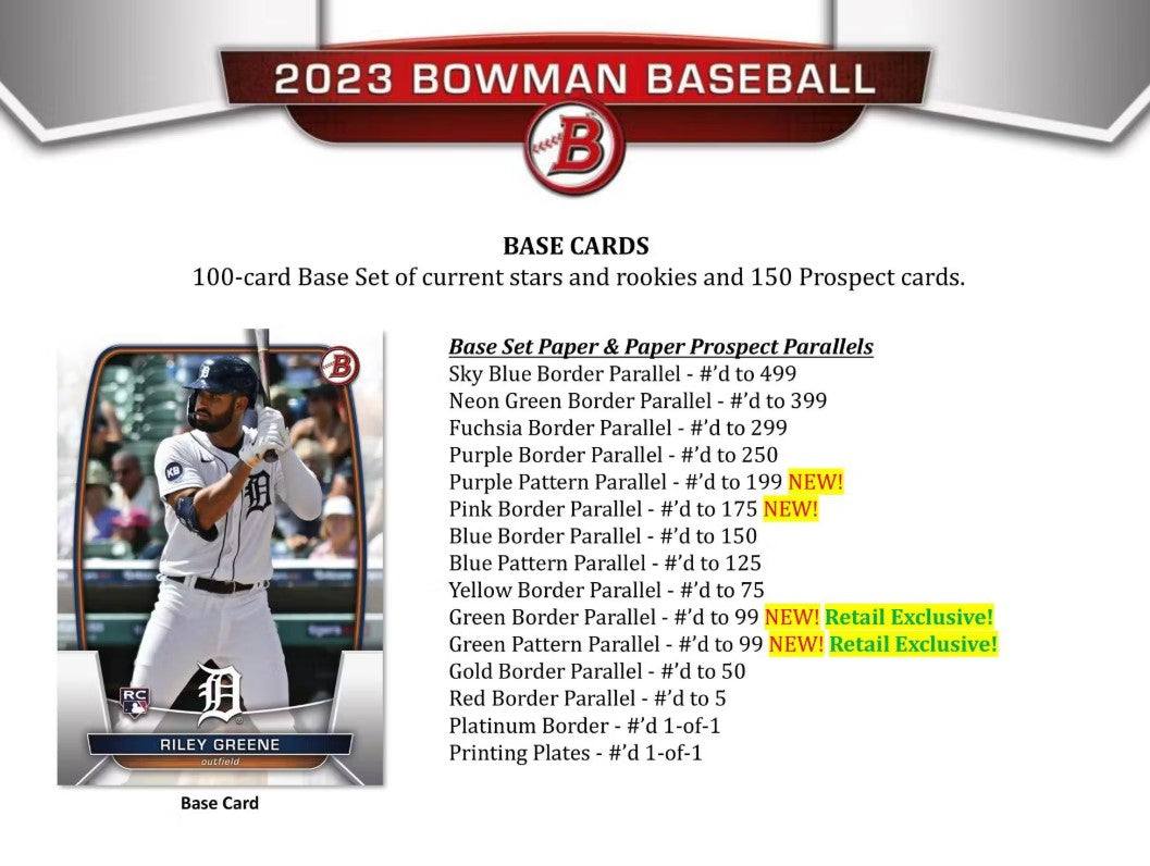 2023 Topps Bowman Baseball Blaster Trading Cards