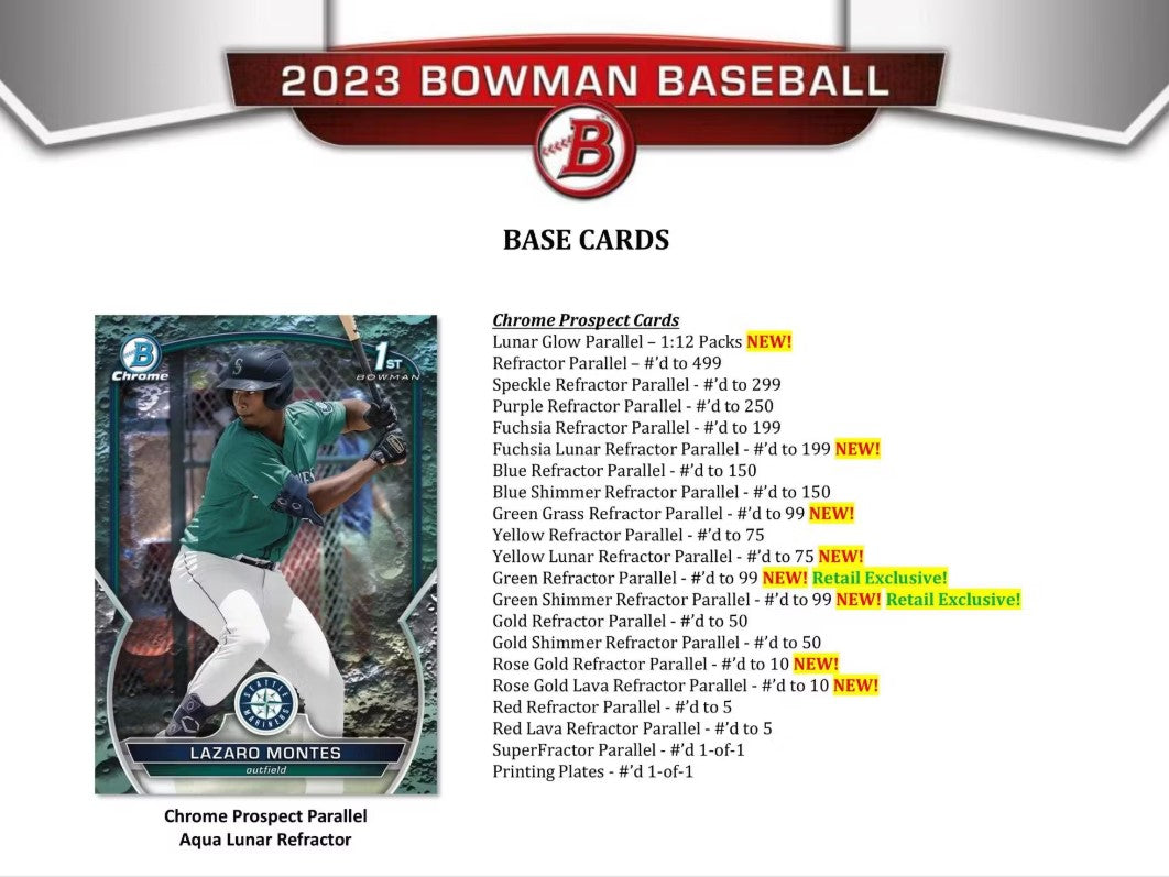 2023 Topps Bowman Baseball Blaster Trading Cards