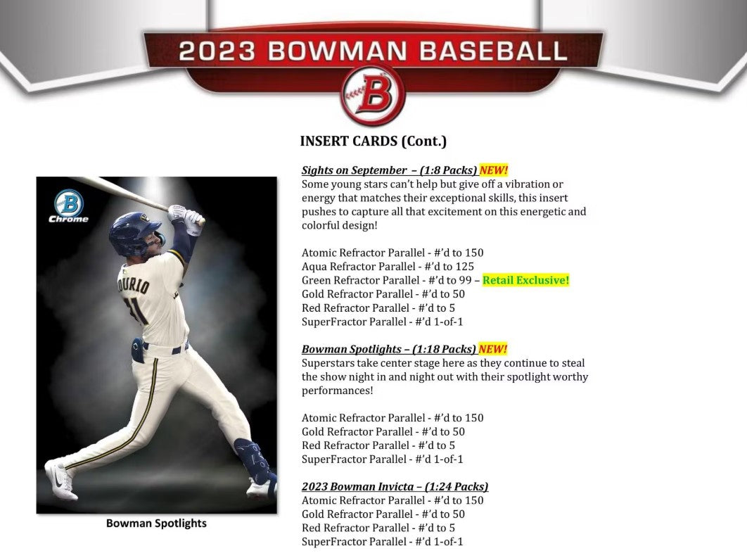 2023 Topps Bowman Baseball Blaster Trading Cards