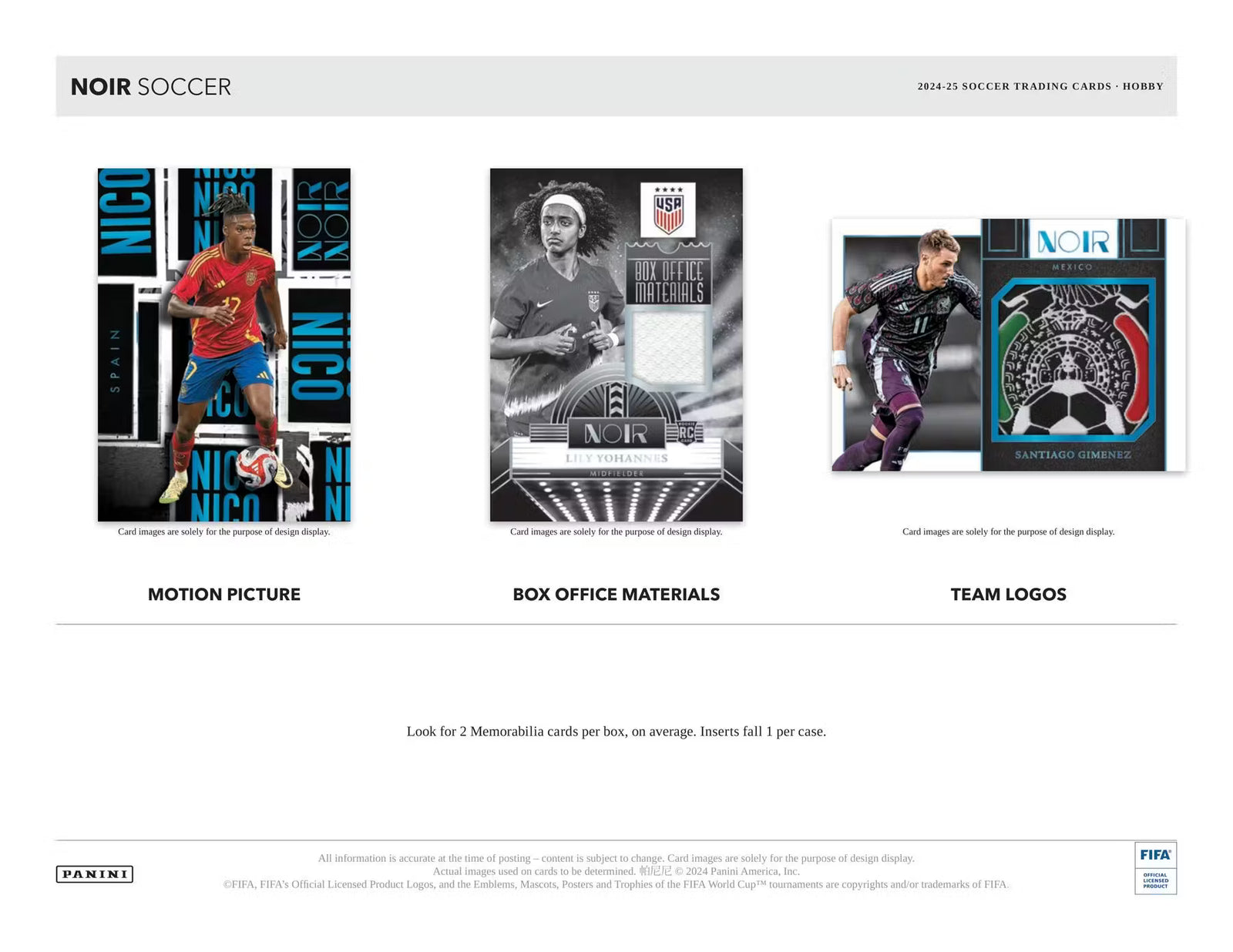 2024-25 Panini Noir Soccer Hobby Trading Cards