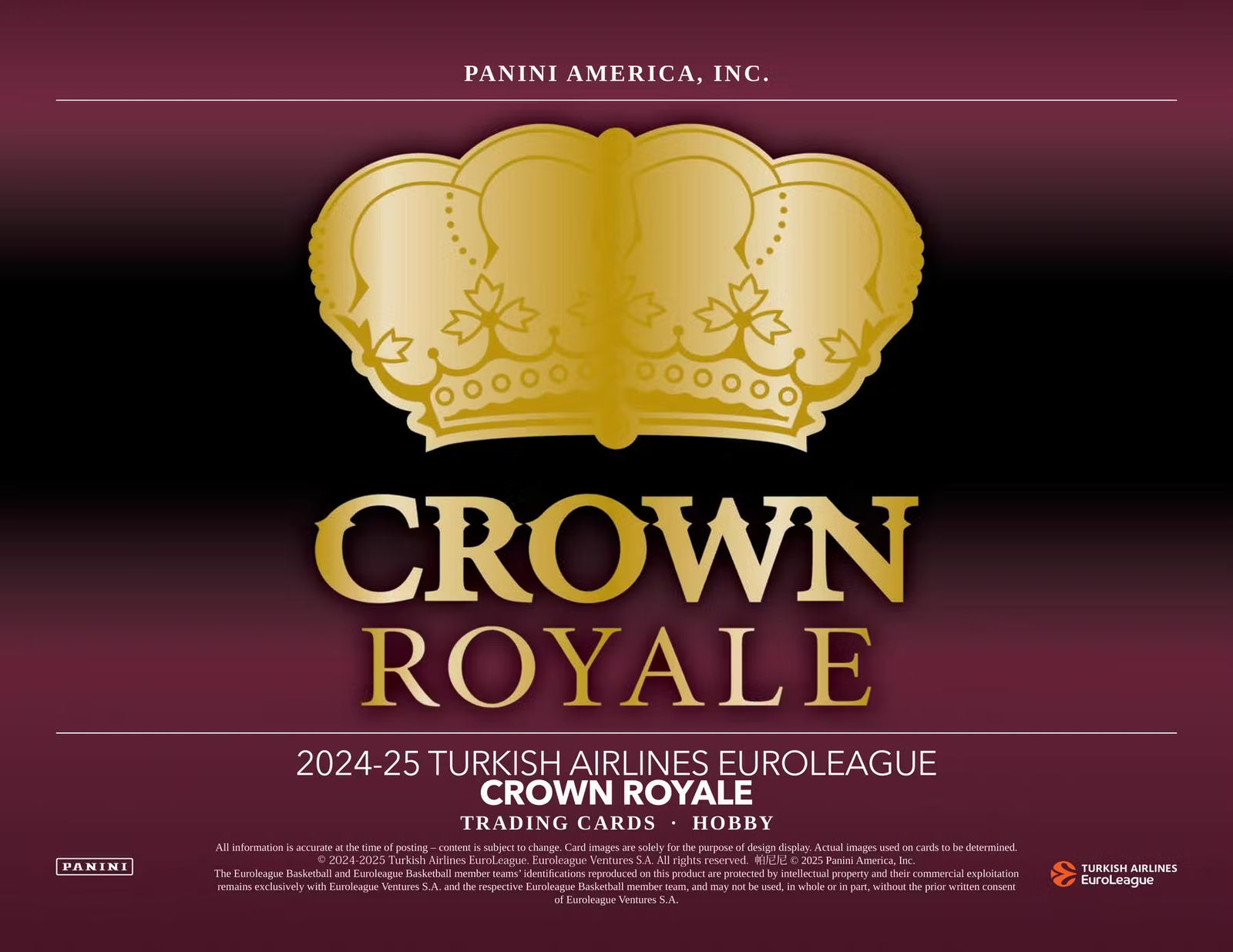 2024-25 Panini Turkish Airlines Euro League Crown Royale Basketball Hobby Trading Cards
