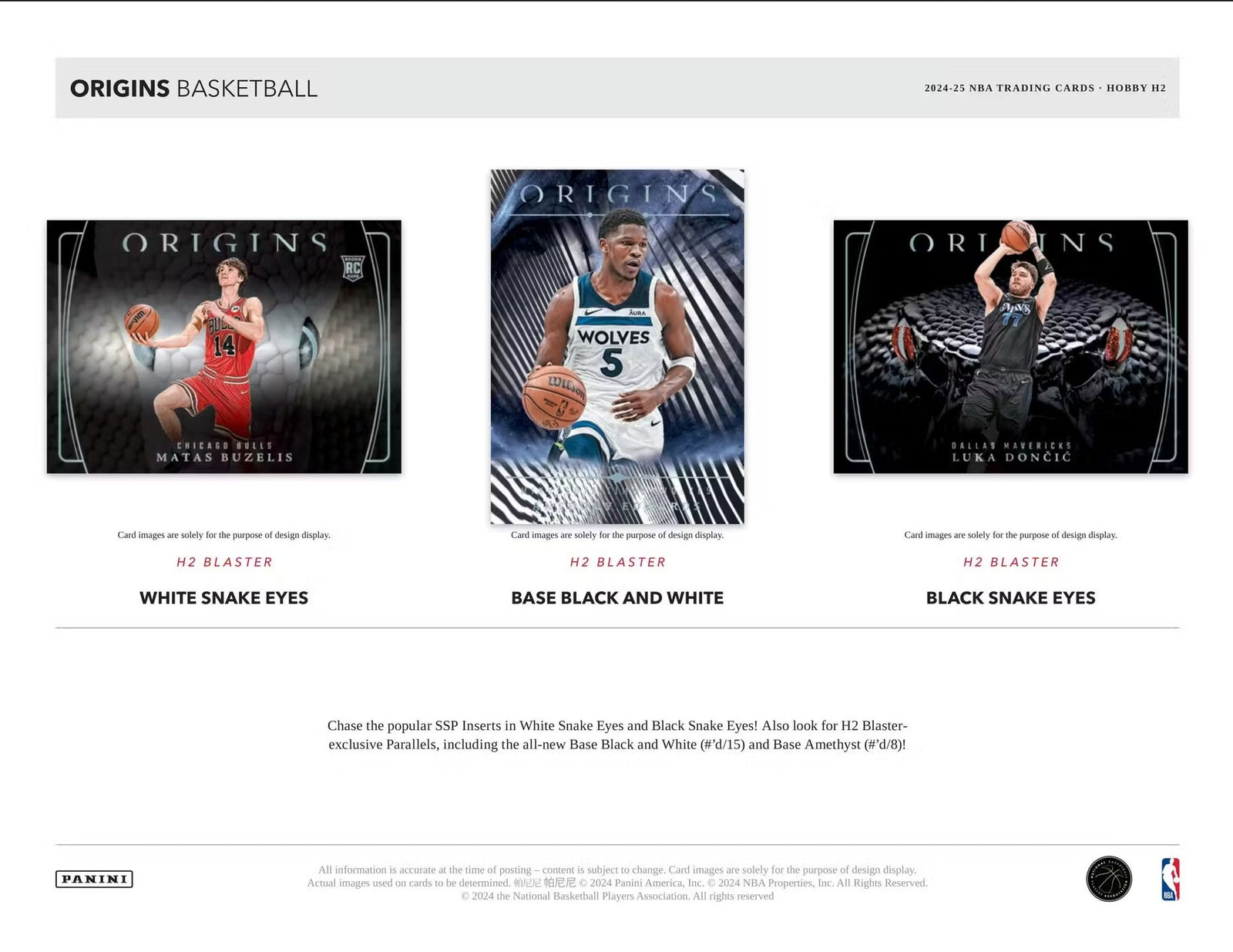 2024-25 Panini Origins Basketball H2 Trading Cards
