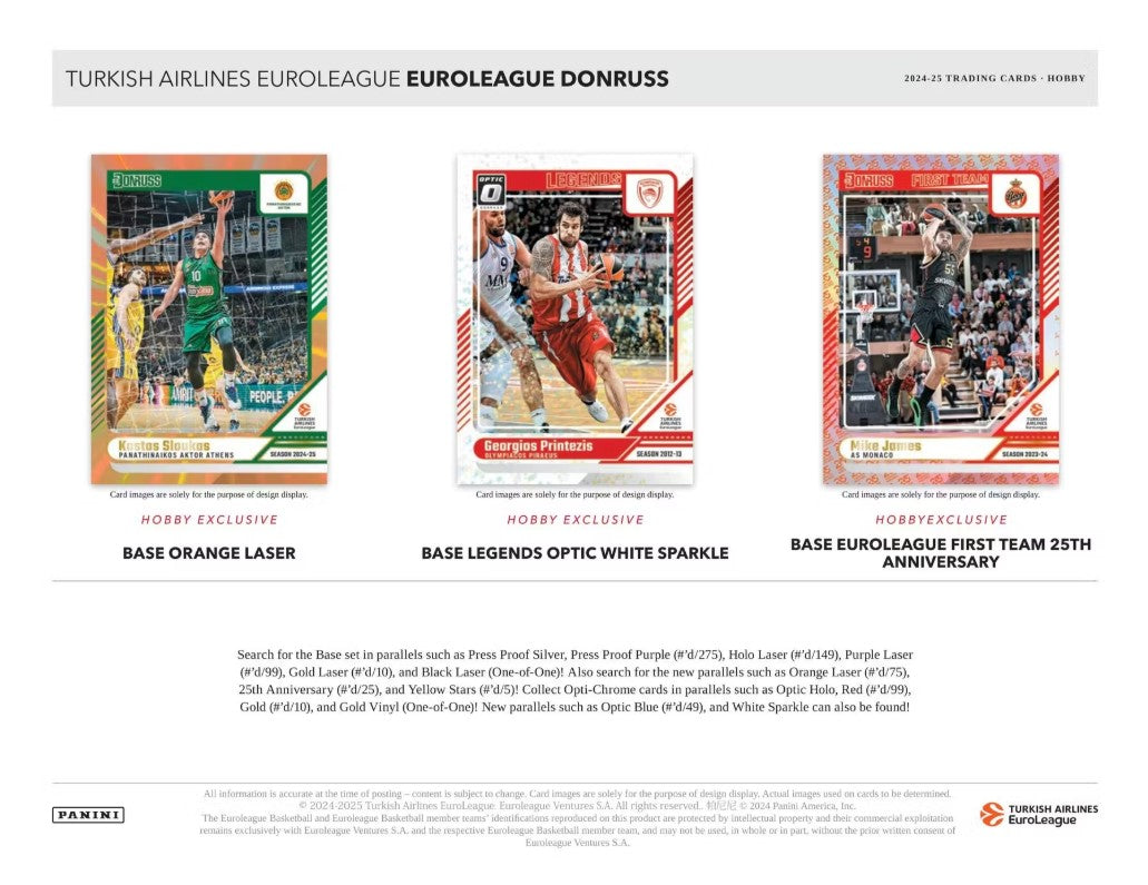 2024-25 Panini Donruss Turkish Airlines Euro League Basketball Hobby Trading Cards