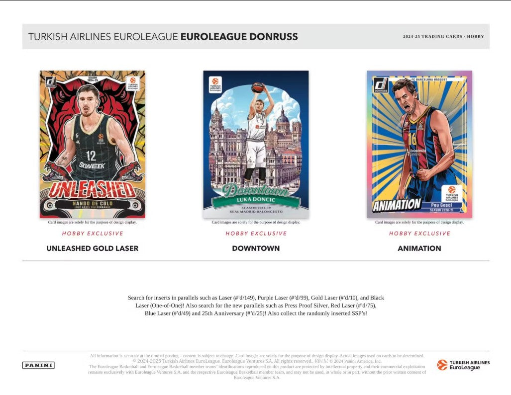 2024-25 Panini Donruss Turkish Airlines Euro League Basketball Hobby Trading Cards