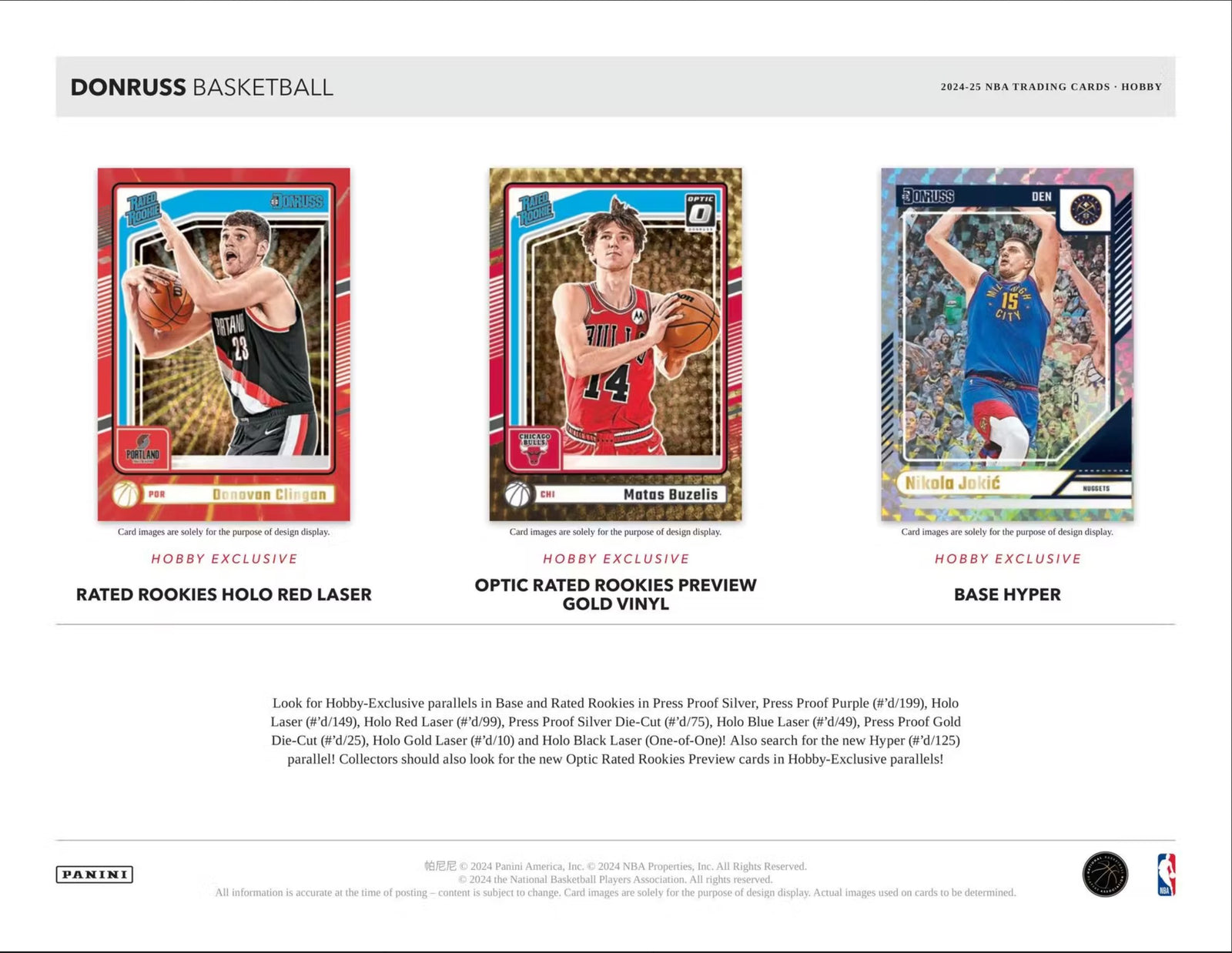2024-25 Panini Donruss Basketball Hobby Trading Cards