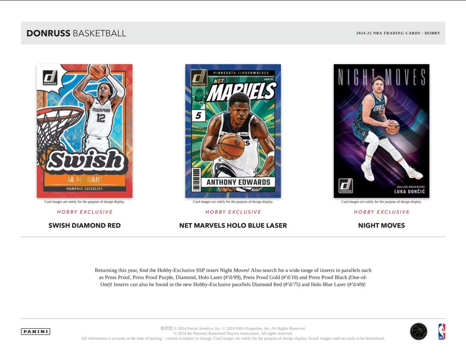 2024-25 Panini Donruss Basketball Hobby Trading Cards