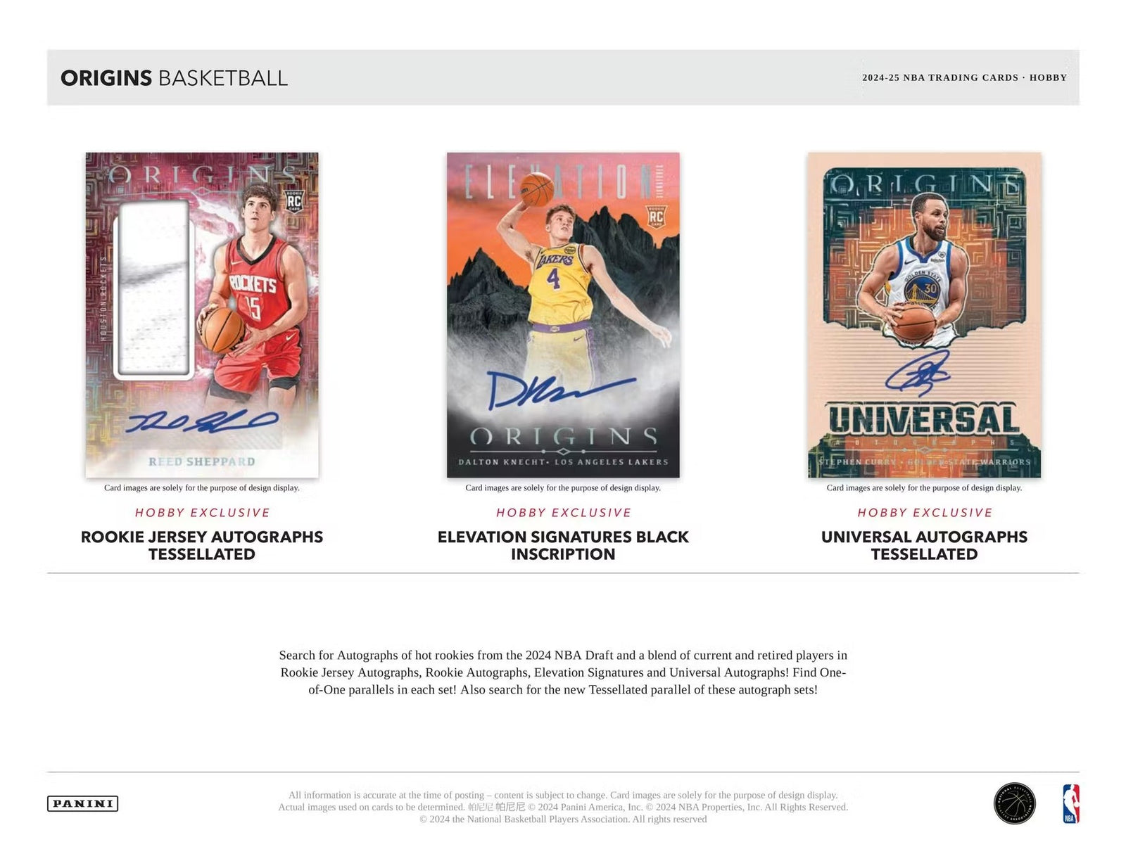 2024-25 Panini Origins Basketball Hobby Trading Cards