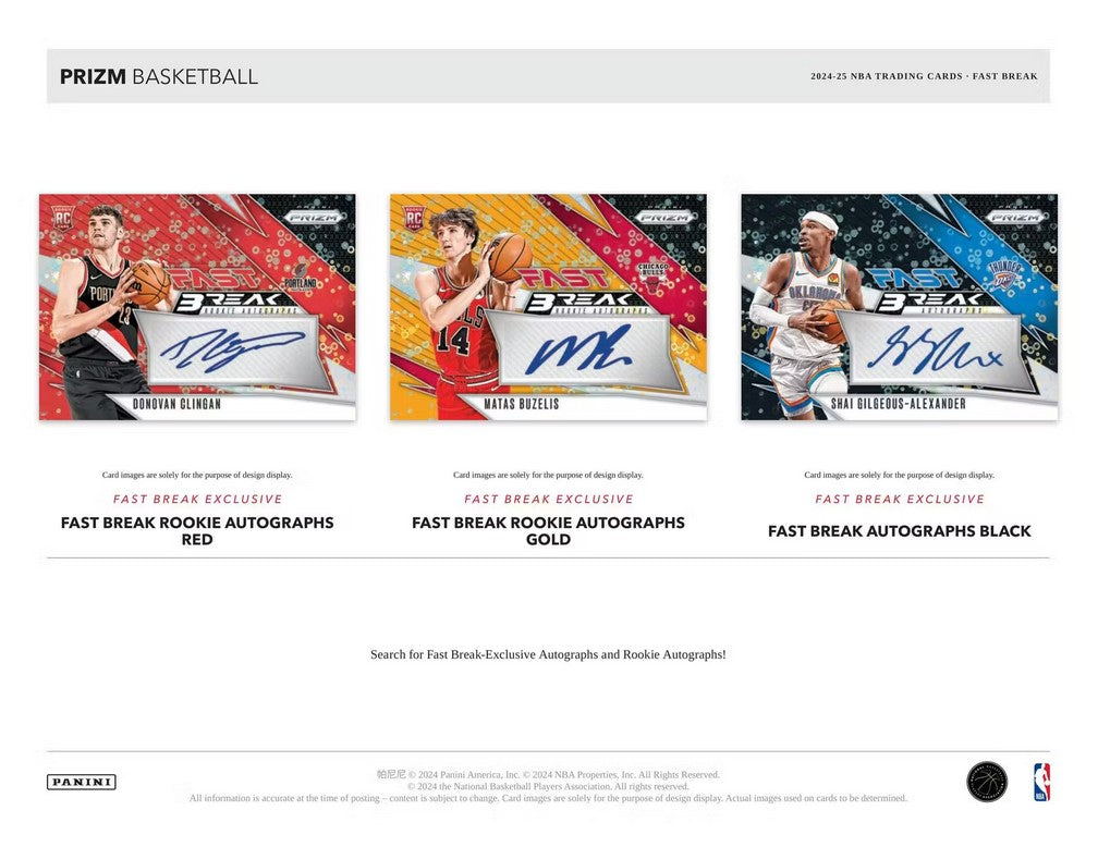 2024-25 Panini Prizm Basketball Fast Break Trading Cards