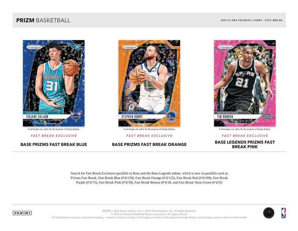 2024-25 Panini Prizm Basketball Fast Break Trading Cards