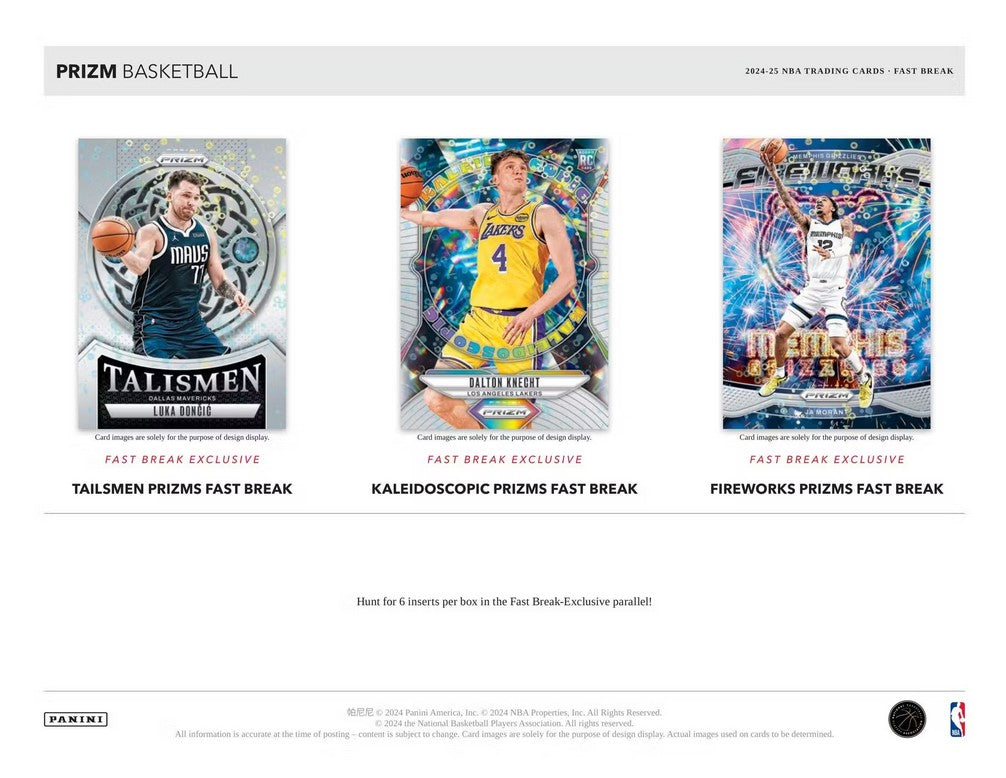 2024-25 Panini Prizm Basketball Fast Break Trading Cards