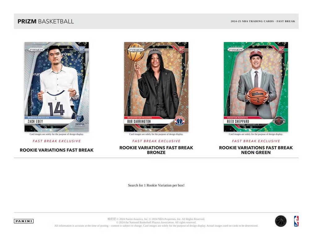 2024-25 Panini Prizm Basketball Fast Break Trading Cards