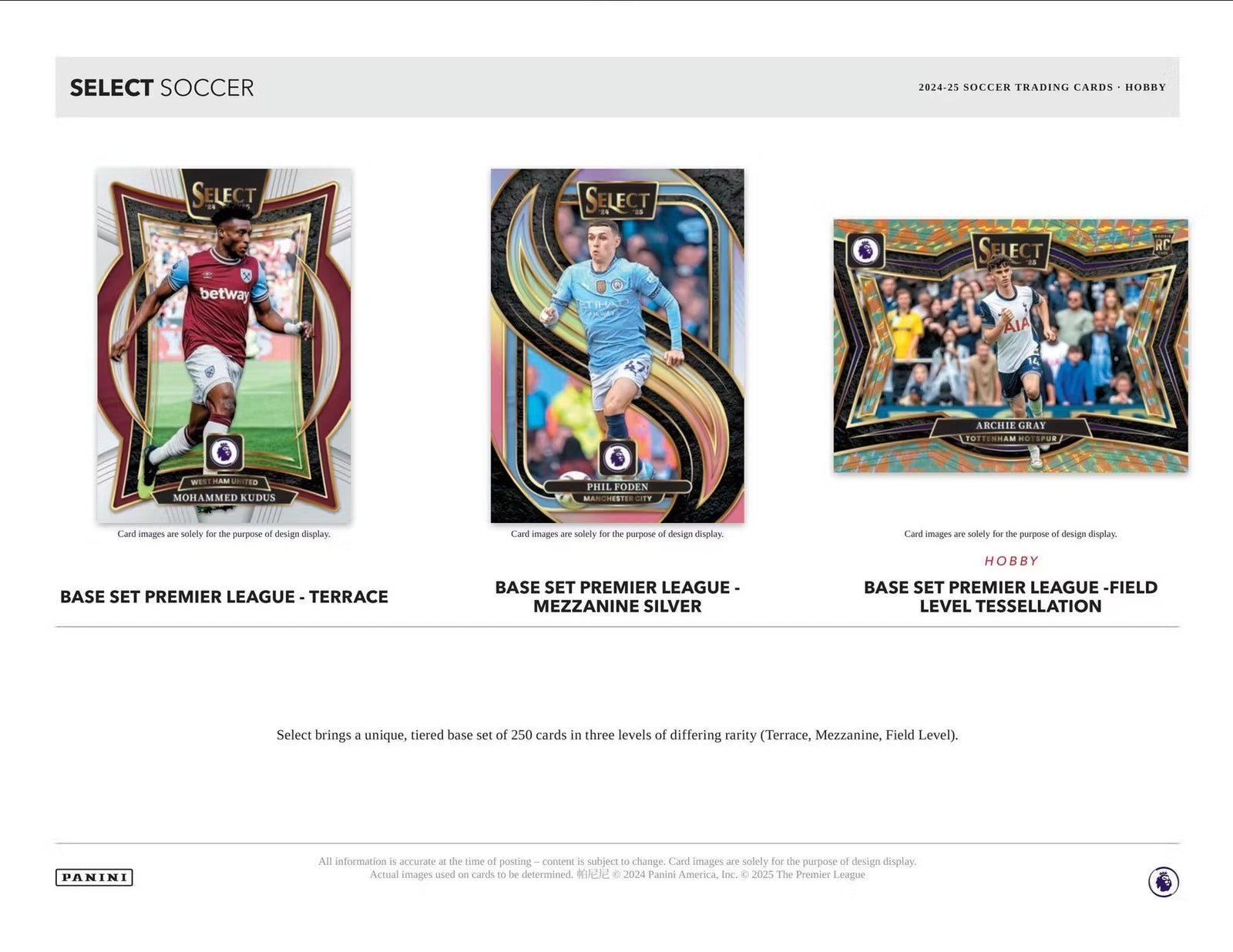 2024-25 Panini Select Soccer EPL Hobby Trading Cards