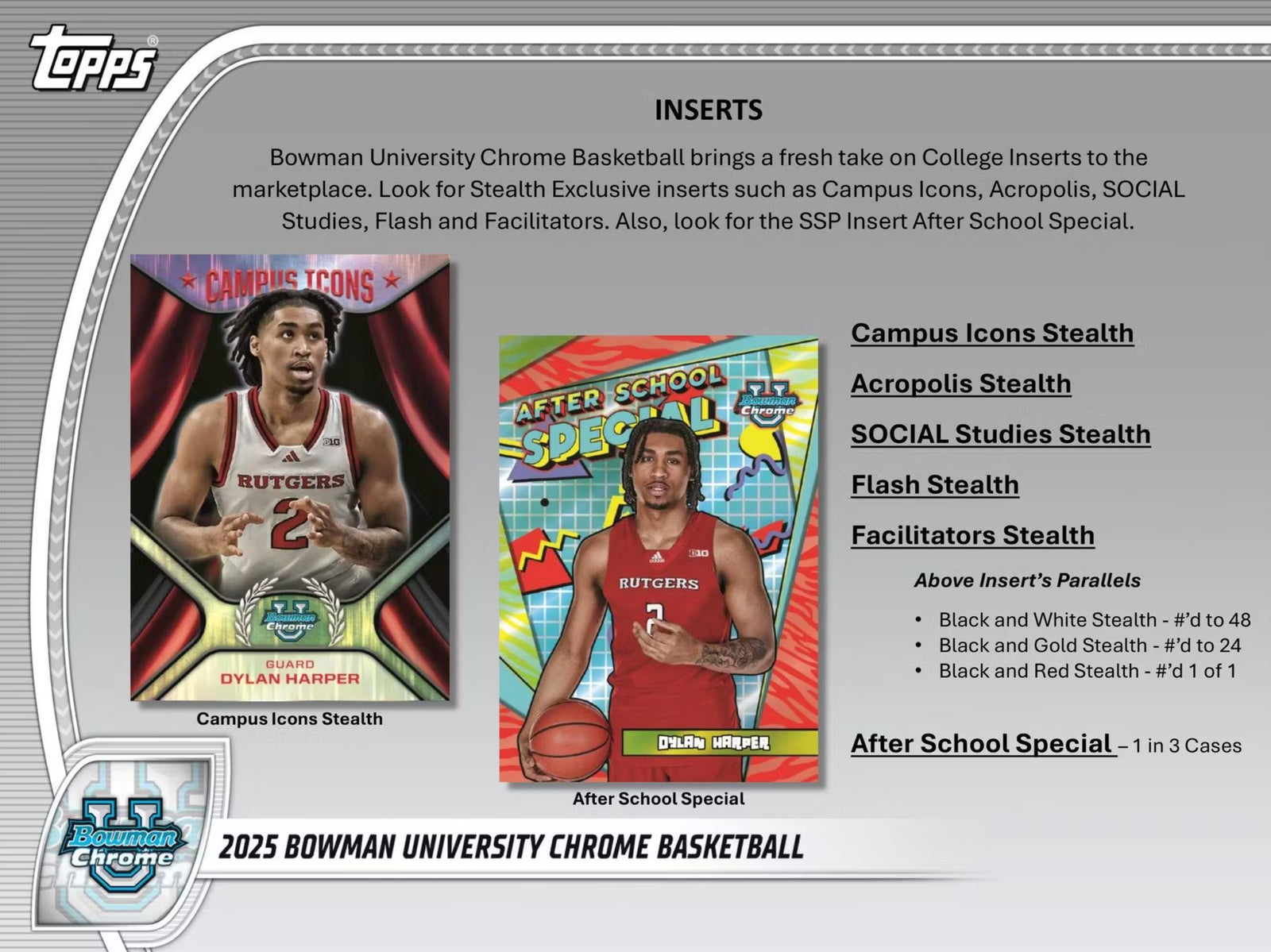 2024-25 Topps Bowman Chrome University Basketball Breakers Delight Trading Cards