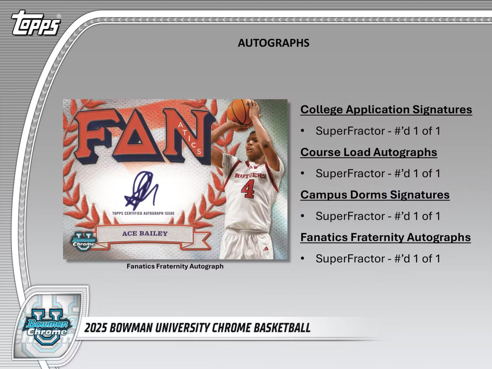 2024-25 Topps Bowman Chrome University Basketball Breakers Delight Trading Cards
