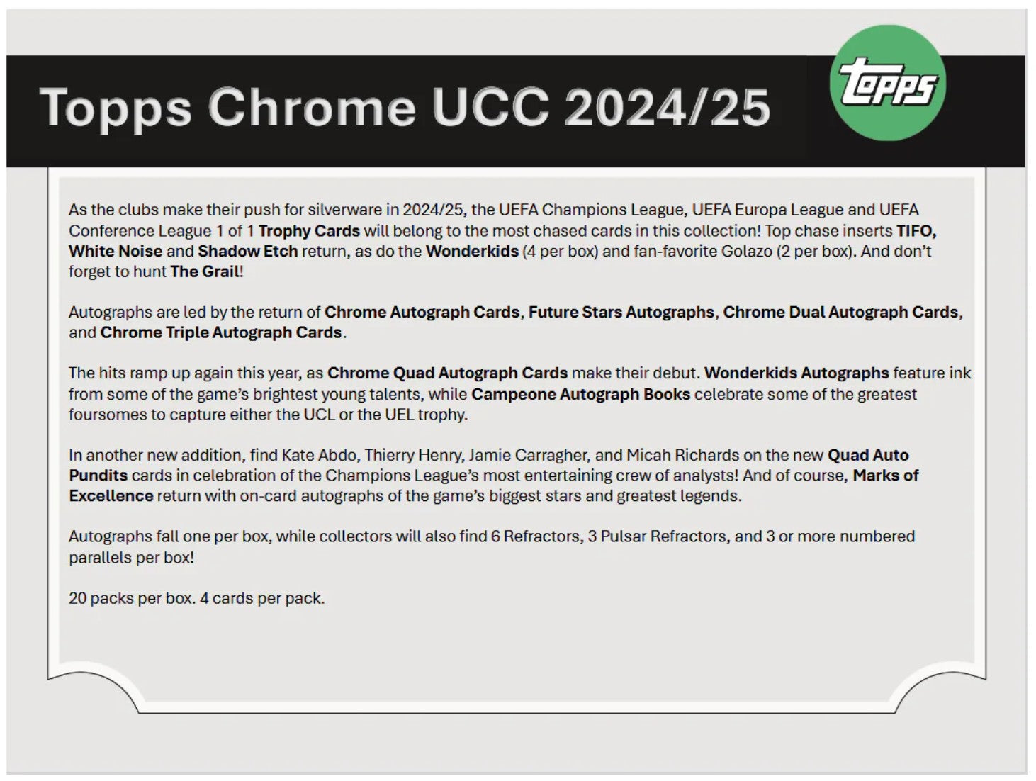 2024-25 Topps Chrome UEFA Club Competitions Soccer Breaker Delight Trading Cards