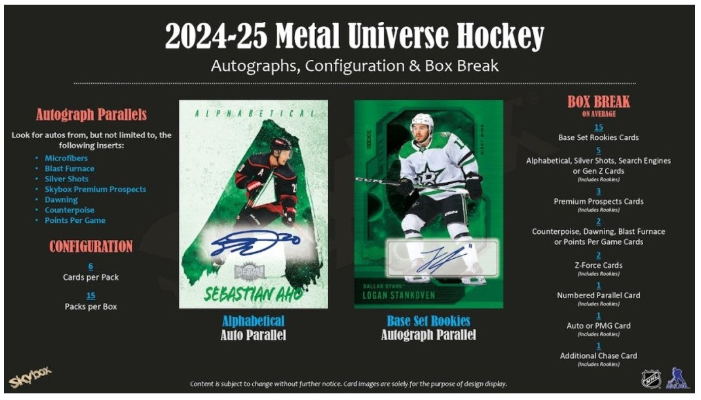2024-25 Upper Deck Skybox Metal Universe Hockey Hobby Trading Cards