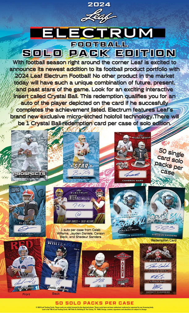 2024 Leaf Electrum Football Solo Edition Trading Cards