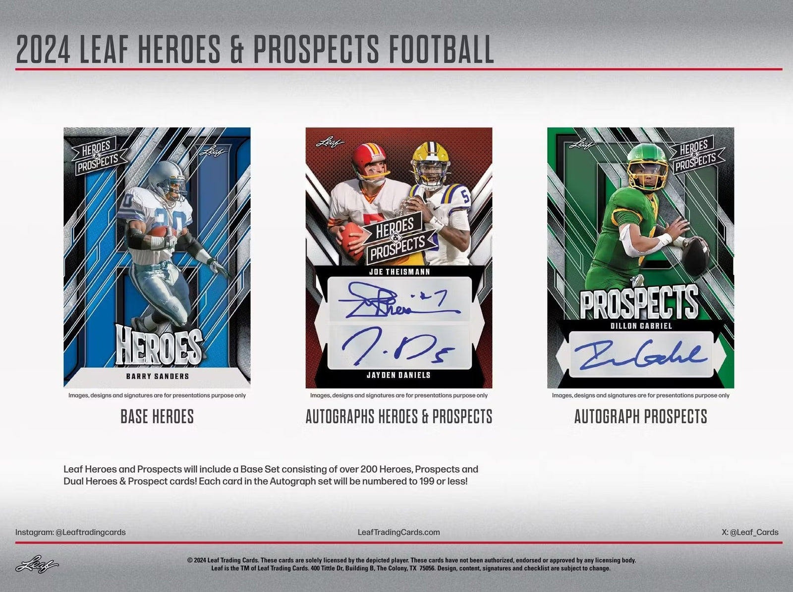 2024 Leaf Heroes and Prospects Football Jumbo Trading Cards