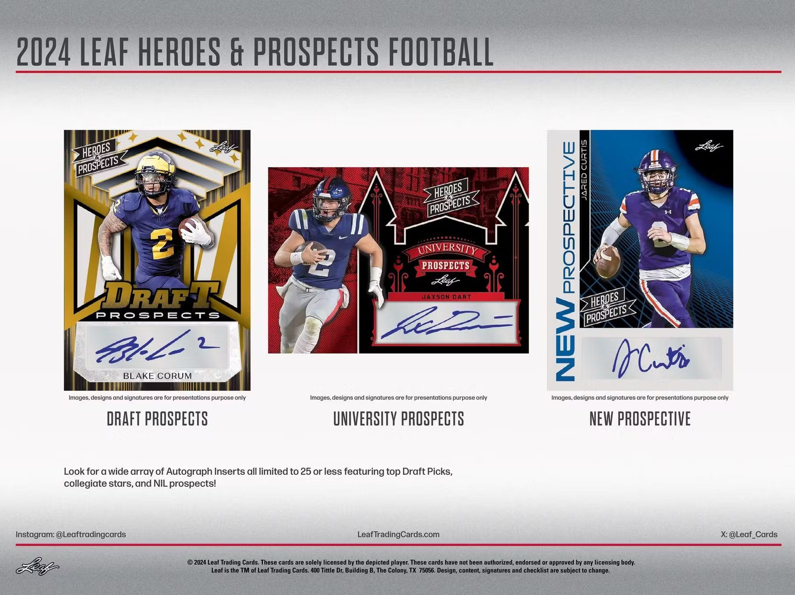 2024 Leaf Heroes and Prospects Football Jumbo Trading Cards