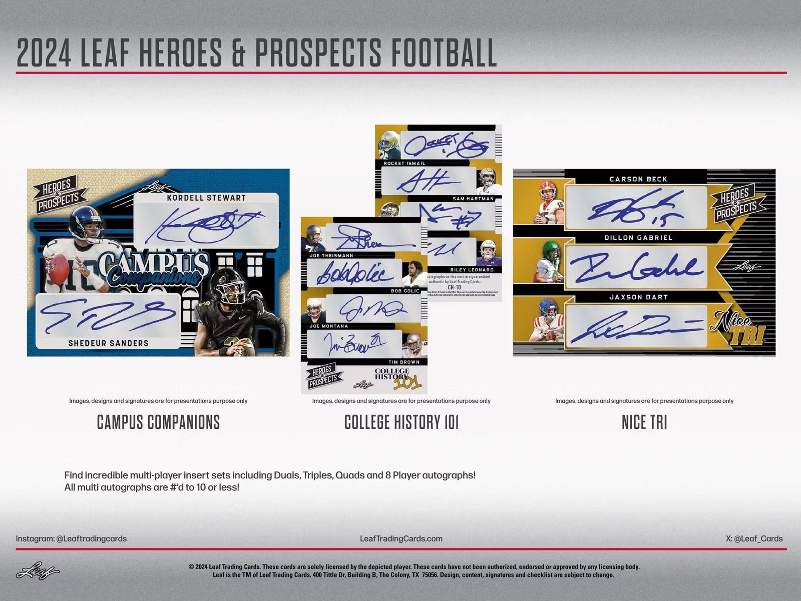 2024 Leaf Heroes and Prospects Football Jumbo Trading Cards