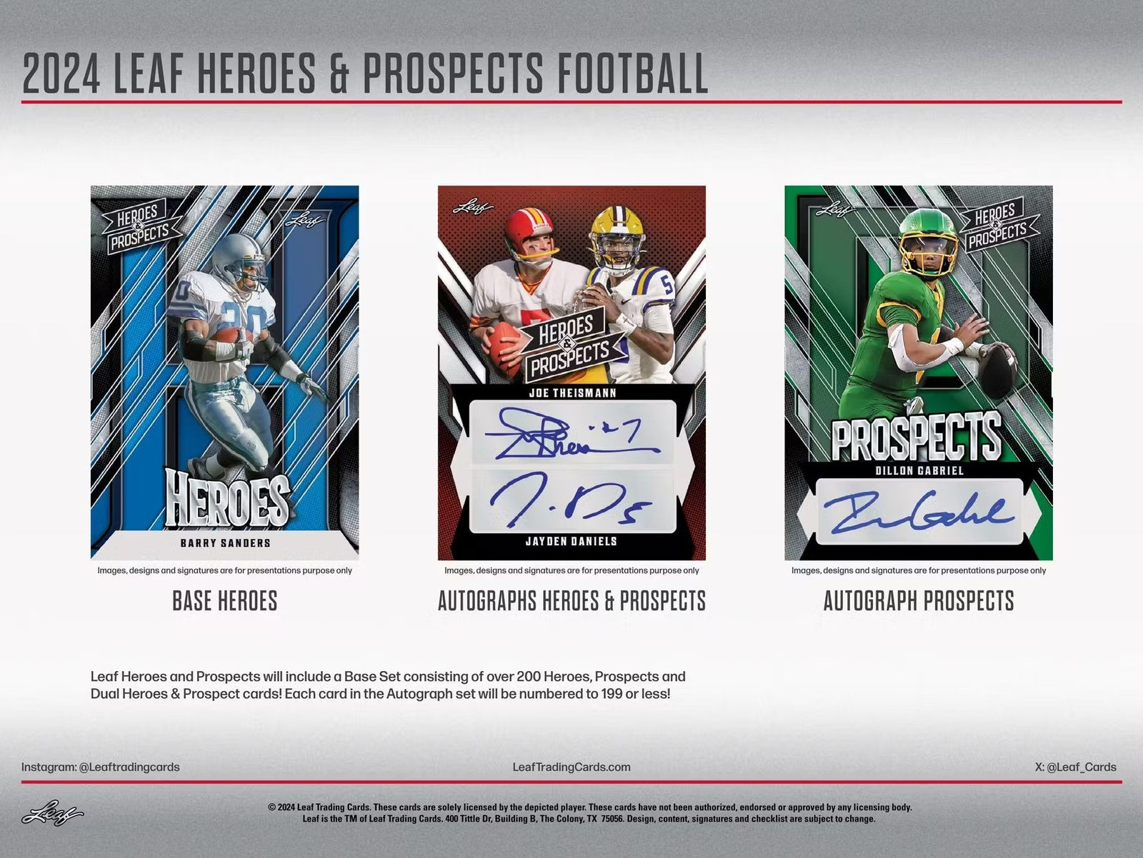 2024 Leaf Heroes and Prospects Football Hobby Trading Cards