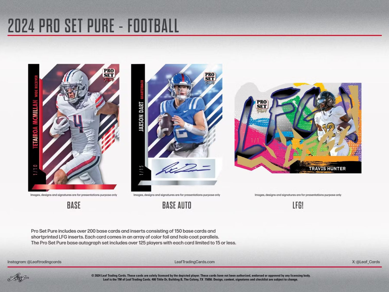 2024 Leaf Pro Set Pure Football Hobby Trading Cards