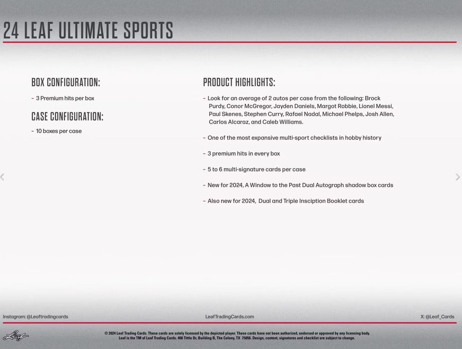 2024 Leaf Ultimate Sports Hobby Trading Cards