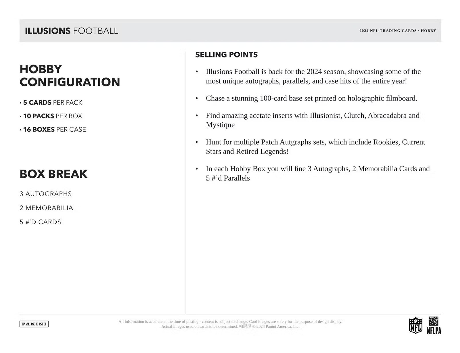 2024 Panini Illusions Football Hobby Trading Cards