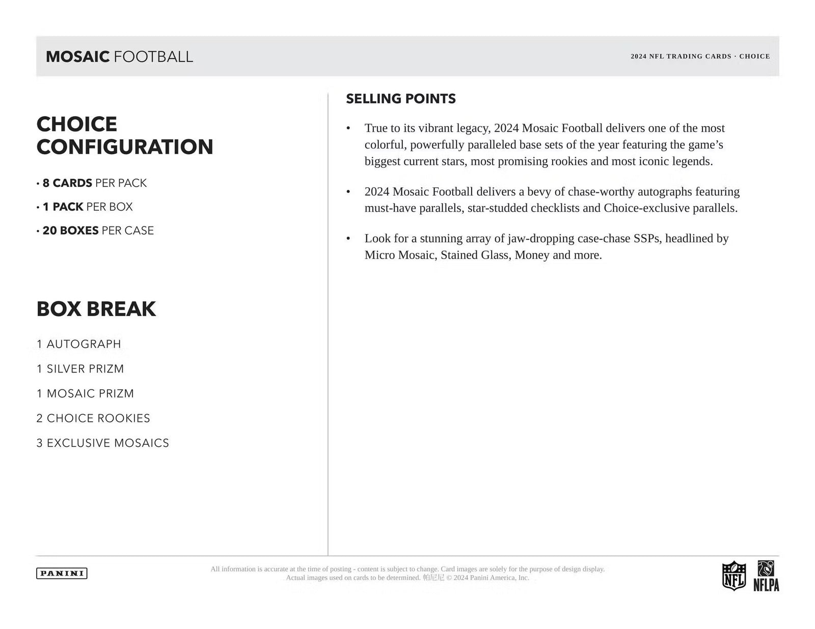 2024 Panini Mosaic Football Choice Trading Cards
