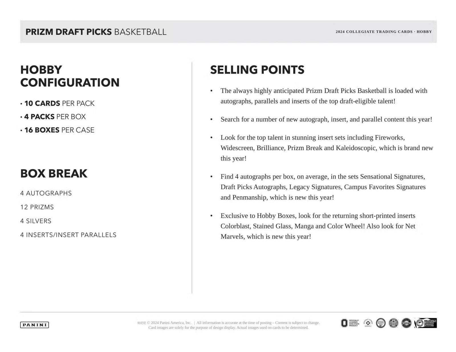 2024 Panini Prizm Draft Picks Basketball Hobby Trading Cards